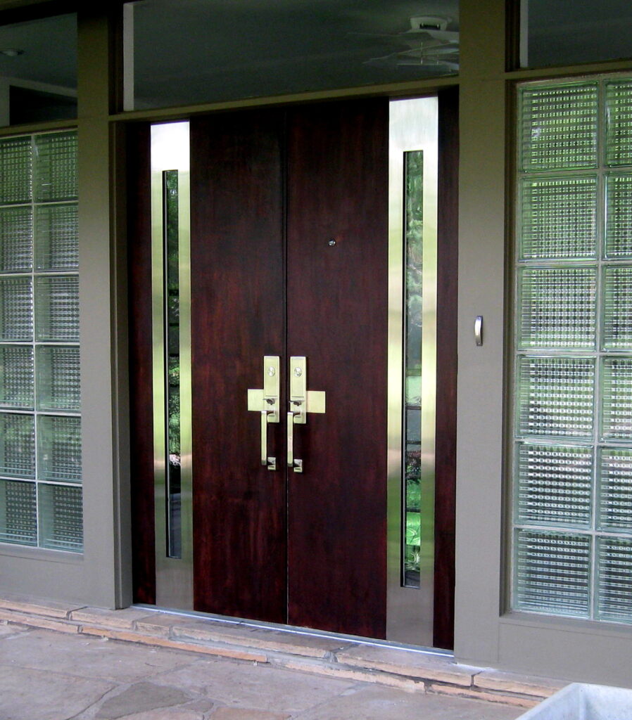 hurricane door adds bold style and makes the home look strong and secure.
