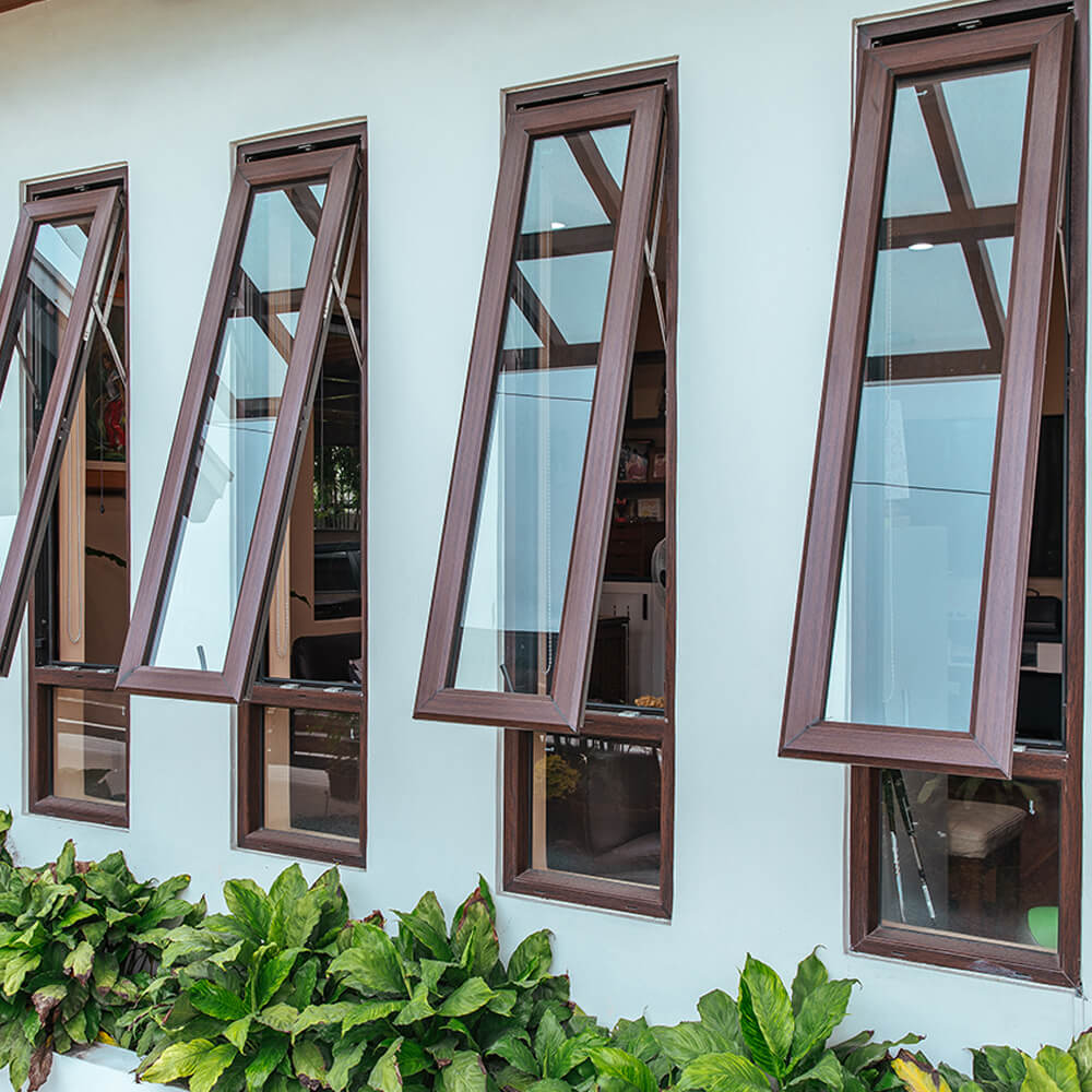 Awning window designed to give fresh air while blocking water.
